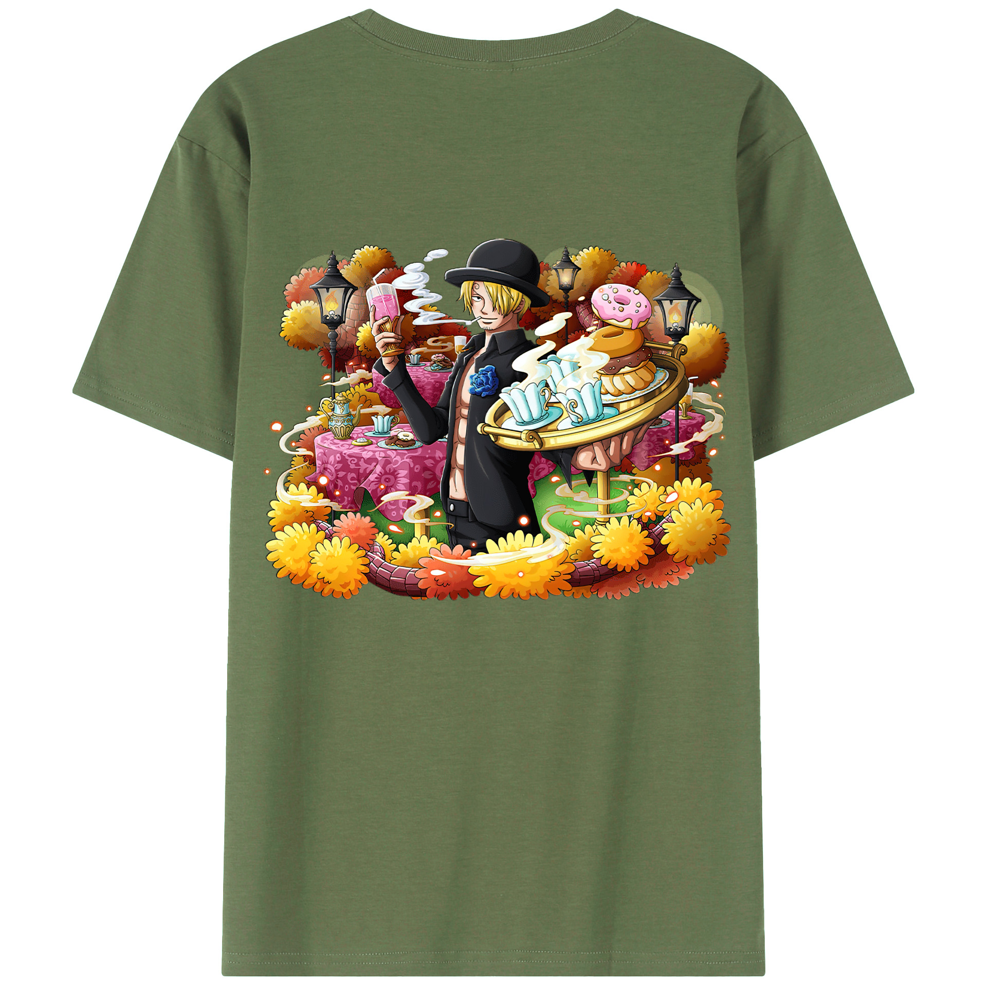 （画像用） ワンピース サンジ ONE PIECE Sanji 綿100％ メンズ半袖Tシャツ（バックプリント） 通気性